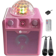 N-Gear DISCO410 Karaoke & Party Bluetooth Speaker with Disco Ball, Microphone and Power Bank Function, Pink