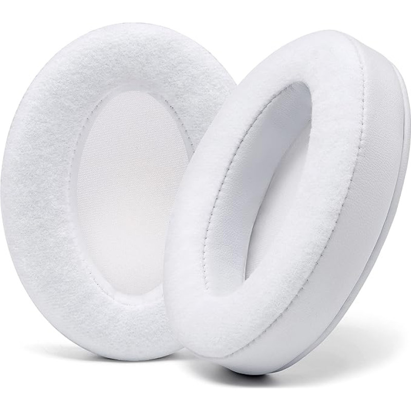 WC PadZ Velour - Ultimate Ear Pads by Wicked Cushions - Compatible with Audio Technica, HyperX, SteelSeries Arctis & More - Extra Thick - Large Opening - Soft Memory Foam | White