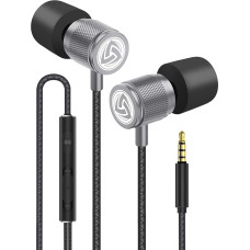 Ludos Ultra Headphones - In-Ear Headphones Cable, Headphones with Microphone, Crystal Clear Sound, Balanced Highs and Lows, New Memory Foam, Durable Cable, Bass and Volume Control In-ear grey