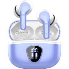 Bluetooth Headphones, Wireless Bluetooth 5.3 In Ear, 4 ENC Noise Cancelling Mic Earphones, HiFi Stereo Deep Bass, 40H Playtime, LED Display, IP7 Waterproof Earbuds, Touch Control, Purple