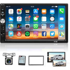 Car Radio 2 DIN Car Stereo Bluetooth with 7 Inch Touch Screen, Multimedia Player Car with Rear View Camera, Remote Control, Supports MirrorLink/FM Radio/USB/AUX/TF/SWC