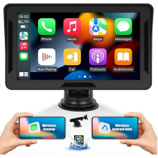 CAMECHO Wireless A-pple Carplay Android Car Portable Car Radio, 7 Inch HD Car Stereo Touch Display with Siri Bluetooth EQ FM GPS Mirror Link Airplay Rear View Camera