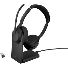 Jabra Evolve2 55 Wireless Stereo Headset with Charging Station and Jabra Air Comfort - Noise Cancelling Microphones & ANC - Compatible with All UC Platforms Such as Zoom and Google Meet - Black