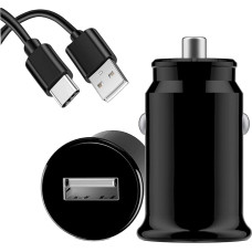 KP TECHNOLOGY Car Charger for Samsung Galaxy A12 (Type C) + Type C Data Cable with Cigarette Lighter Adapter - Black