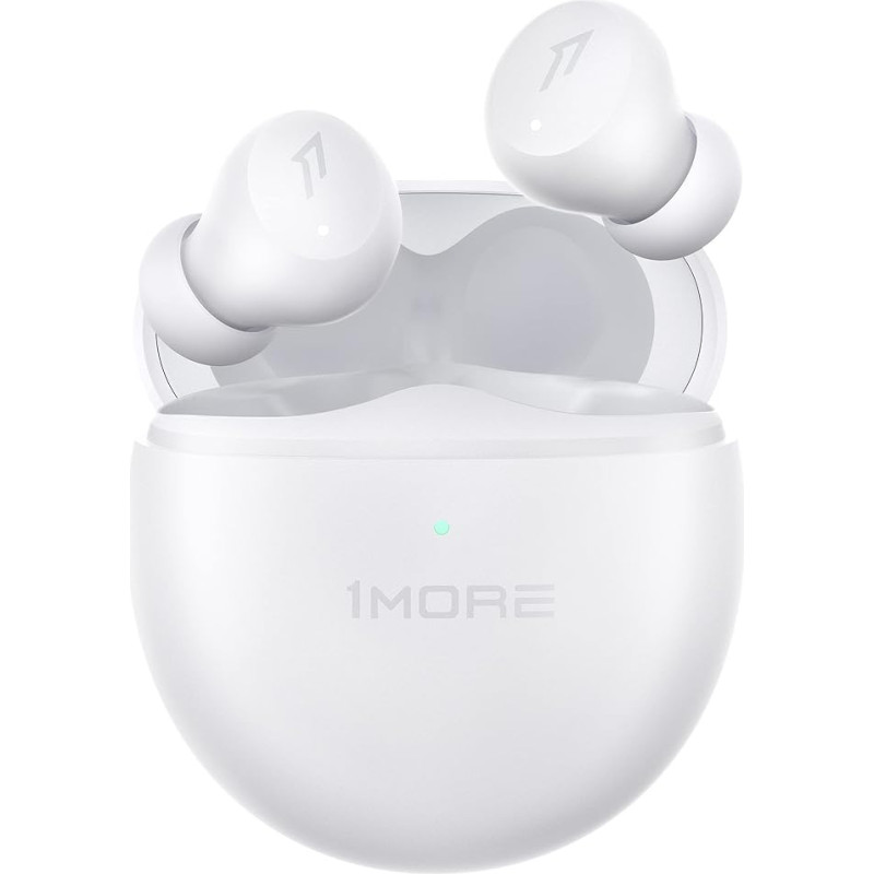 1MORE ComfoBuds Mini Bluetooth 5.2 Headphones, Hybrid Active Noise Cancelling Headphones, In-Ear Wireless Headphones, 4 Microphones for Clear Call, Stereo Sound, Wireless Charging, IPX5 White