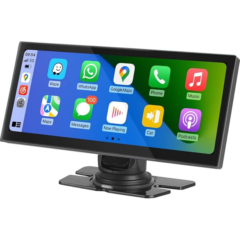 Road Top Apple CarPlay & Android Car, 8.9 Inch IPS Carplay Display with Light-Sensitive Function, Supports Bluetooth Handsfree, Siri/Google Assistant and Lien Miroir