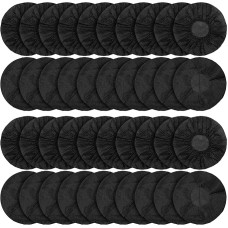 WANGCL 100 Pieces 50 Pairs Headphone Ear Protection Sanitary Fleece Stretch Ear Pads Ear Cup Covers Fits Most On-Ear Headphones (Black)