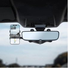 niCWhite Rear View Mirror Mobile Phone Holder 360 Degree Rotatable and Retractable Car Mobile Phone Holder Multifunctional Rear View Mirror Mobile Phone Holder for Most Mobile Ph