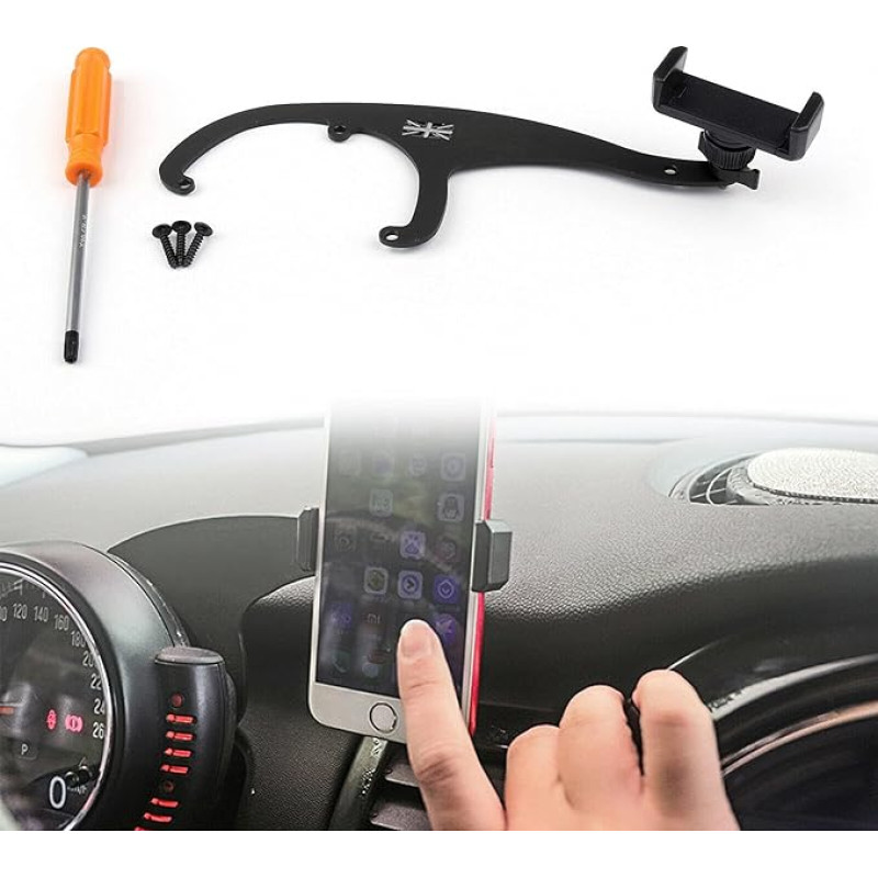 Baceyong Mobile Phone Holder, Foldable Phone Holder for BMVV Mini Cooper R55 R56 R57 with Screwdriver + Screw