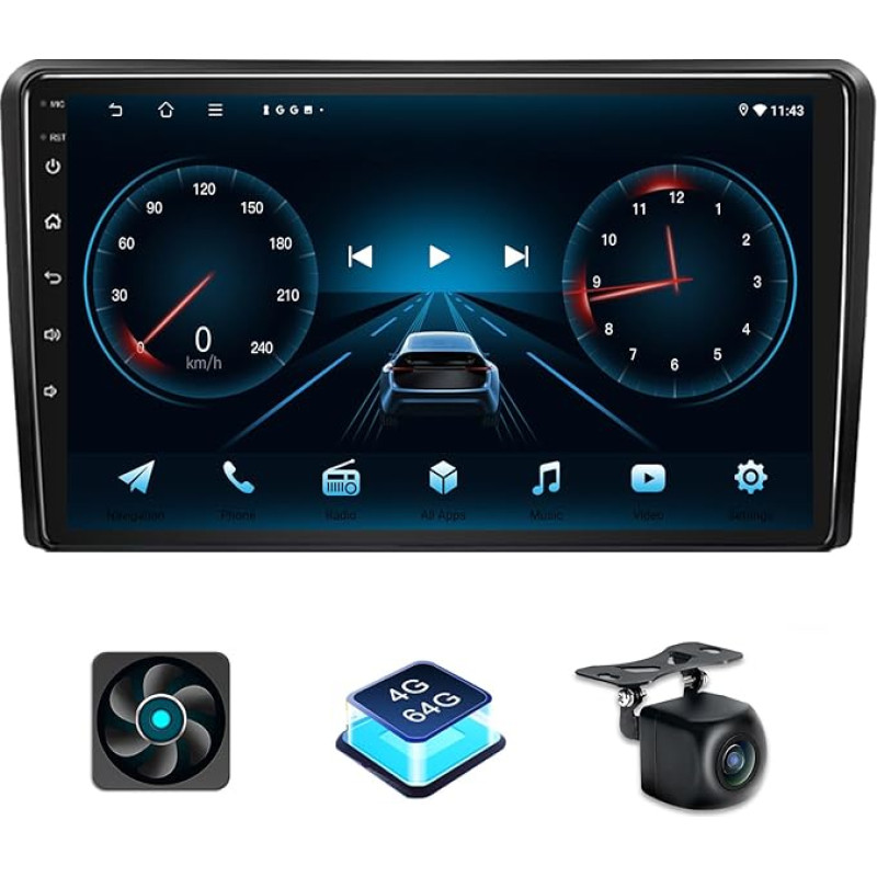 4GB + 64GB Android Car Radio for Audi A3 8P 2003-2012 S3 2006-2012 RS3 2011-2012 Radio with Apple CarPlay Android Car 9 Inch Screen Bluetooth Car Radio with Navigation Reversing Camera Hands-Free Kit