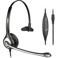 USB Headset Stereo with Noise Cancelling Microphone and Volume Control, Wantek UC Business Headphones for Skype, SoftPhone, Call Center, Crystal Clear Chat, Super Light, Ultra Comfort