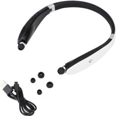 Bluetooth Headphones, SX-991 Foldable Neck Hanging Type Telescopic Headset Wireless Bluetooth Headphones with Microphone for Noise Cancelling Earbuds (Black/White)