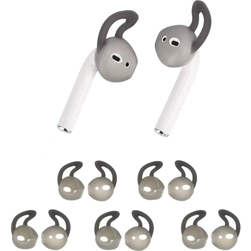 OneCut 5 Pairs Silicone Earbuds Compatible with AirPods 1 & 2 Silicone Soft Non-Slip Sports Earbuds Anti Drop Ear Hook Gel Earphone Earphone Protective Accessories (Grey)