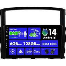 SXAUTO Android 13 [Built-in 4G & DAB] - 6G + 128G - Car Radio for Mitsubishi Pajero 4 V80 V90 (2006-2014) - Dual Band WiFi - CarPlay Android Car - Camera + Mic - Steering Wheel Control - QLED 9 Inch 2