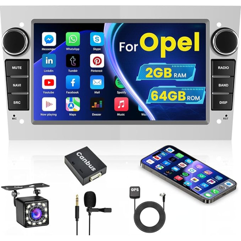 Android 13 2 DIN Car Radio with Mirror Link GPS Navigation Bluetooth Touchscreen 7 Inch FM RDS Reversing Camera for Opel Corsa Astra Antara Vivaro Meriva Vectra 2G + 64G