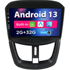 SXAUTO Android 12 IPS 9 Inch Car Radio for Peugeot 207 (2006-2015) - Built-in CarPlay / Android Car / DSP - Reversing Camera Free - 2G + 32G - Steering Wheel Control DAB Fast Boot WiFi Google - 2 DIN