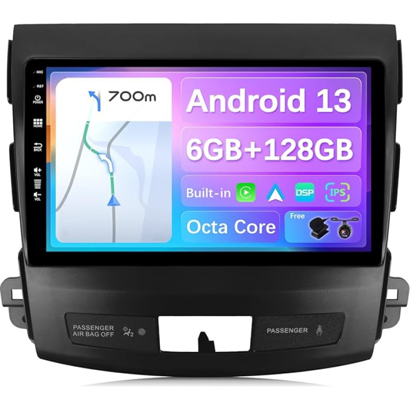 BXLIYER - 6G+128G - Android 13 IPS Car Radio Suitable for Mitsubishi Outlander (2008-2015) - Wireless CarPlay/Android Car/DSP - LED Camera & Mic - 9 Inch 2 DIN -DAB Steering Wheel Control Fast-Boot