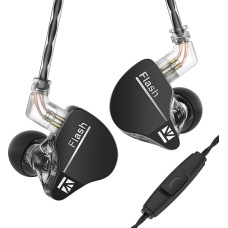 keephifi Kbear IEM Flash 1BA+1DD Headphones HiFi In-Ear Monitor, In-Ear Monitor with CNC Lid, Dynamic Driver 10 mm, Removable Cable (Black, with Micro)