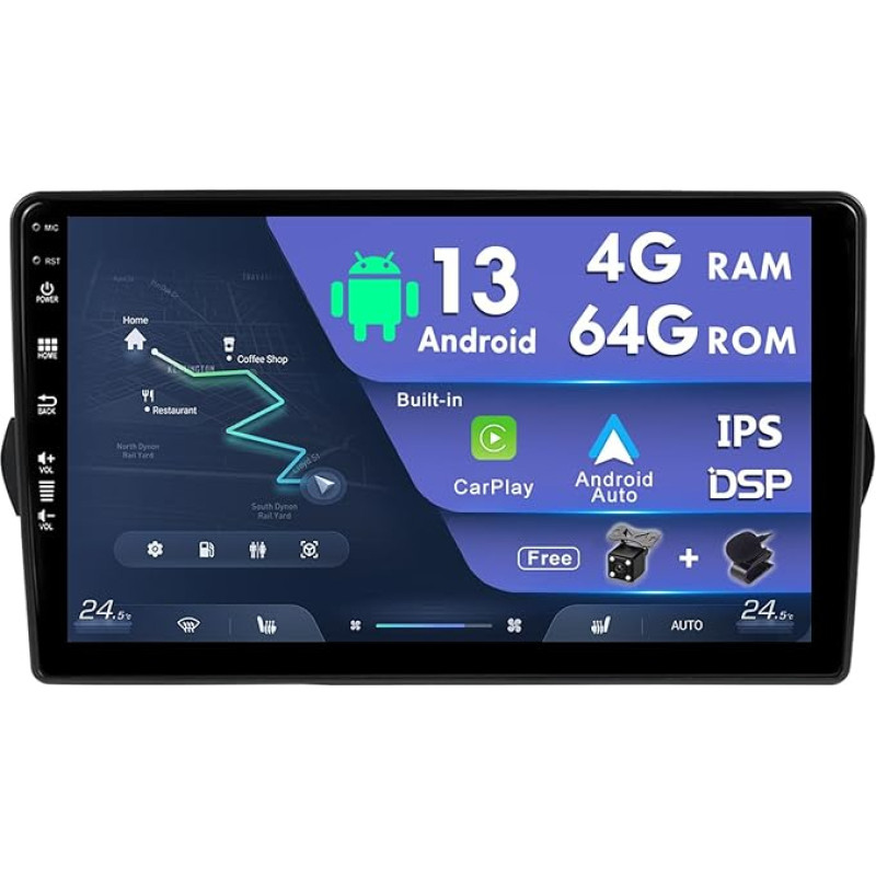 Android 12 Double DIN Car Radio for Fiat Egea Tipo 2015-2018 GPS | Free Rear Camera | 9 Inch | 4G + 64G | Carplay | DSP | Supports DAB/WiFi/BT5.0/USB/MirrorLink/Steering Wheel Control/RDS/FM