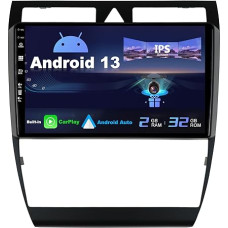 SXAUTO Android 12 IPS Car Radio Suitable for Audi A6 C5 S6 (1999-2004) / RS6 (2002-2006) - Built-in Carplay/Android Car - Camera Free - 2G + 32G - Steering Wheel Control WiFi DAB Fast Boot - 2 DIN 9