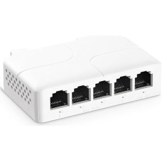 YuLinca 5 Port PoE Extender with 1 PoE in 4 PoE Out, IEEE 802.3 af/at/bt 90W PoE Repeater with 10/100Mbps, Wall and DIN Rail Mount PoE Passthrough Switch