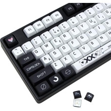 JSJTKeys Juodos ir baltos spalvos klavišų dangteliai 129 klavišų išdėstymas JK XDA profilio klavišų dangteliai PBT klavišų dangtelių rinkinys, tinkantis 