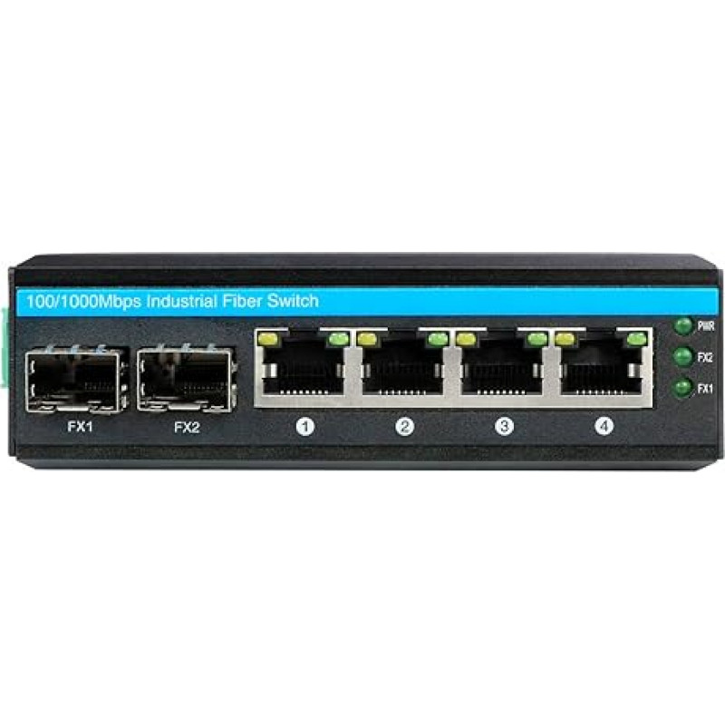 Gigabitinio eterneto komutatorius su DIN laikikliu IEEE802.3at-30W/Port 2 SFP prievadai ir 4 RJ45 prievadai (be SFP siųstuvo)