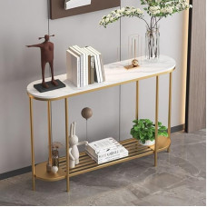 Rechteckiger Konsolen-Sofatisch mit Regalen, modernes schmales Design für Eingangsbereich und Wohnzimmeraufbewahrung