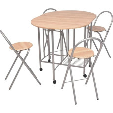 vidaXL Penkių dalių sulankstomas valgomojo stalas ir kėdės Sėdimos vietos Vakarienės baldų komplektas MDF