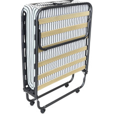 amuéblate online - Sulankstoma lova 80 x 190 cm su čiužiniu, sulankstomas stalas su svečių čiužiniu, metalinis rėmas su 4 ratukais, praktiškas ir funkcionalus