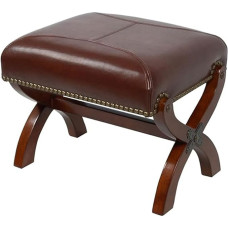 ZWJLIZI Leder-Fußstütze aus Holz, rustikaler Fußhocker, Ottoman-Sitz, Holz-Fußhocker, rechteckige Fußstütze, kleiner Ottomane für Wohnzimmer, Schlafzimmer (braun)