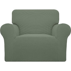 Easy-Going Stretch Chair Sofa Slipcover 1 Piece Couch Sofa Cover Furniture Protector Soft with Elastic Bottom for Kids Pet Spandex Jacquard Fabric Small Plaid (Chair, Gray Green)