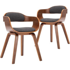 vidaXL valgomojo kėdės, 2 komplektas, valgomojo kėdės su porankiais, valgomojo kėdė, virtuvės kėdė, medinis rėmas, valgomojo kėdė, virtuvės kėdė, tamsiai pilkas audinys, medžio masyvas