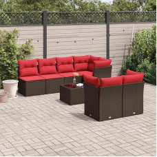 Rantry 8-TLG. Garten-Sofagarnitur mit Kissen Braun Poly Rattan Gartenlounge Model3217304