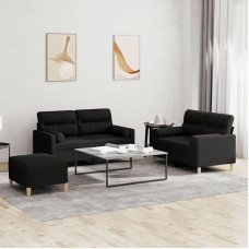 Brokky 3-TLG. Sofagarnitur mit Kissen Sofa Wohnzimmer Sitzgruppe Wohnzimmer Sofos komplektas Sofas FüR Wohnzimmer Schwarz Stoff / 3201596