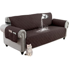 HonunG Sofos apsauga, sofos užvalkalas 1 2 3 4 vietų, vandeniui atsparus neslystantis sofos apsauginis užvalkalas su šoniniu laikymo krepšeliu, apsauginis užvalkalas, sofos užvalkalas, sofos užvalkalas (3 vietų, šokoladinis)