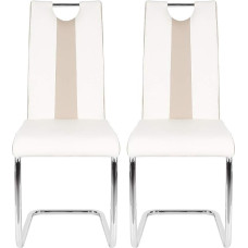 XDAILUYYYDS Supamoji kėdė Virtuvės kėdė 2 valgomojo kambario kėdžių rinkinys su metaliniu rėmu ir dirbtinės odos užvalkalu (balta)