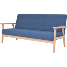 vidaXL 3 vietų sofa su porankiais, trijų vietų medžiaginė sofa, minkšta sofa, poilsio sofa, sofa, sofa, minkšti baldai, svetainės sofa, audinys, mėlyna, medinis rėmas