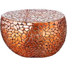 riess-ambiente.de Apvalus kavos staliukas Akmens mozaika 75 cm Vario metalo mozaika Rankų darbo staliukas Svetainės kavos staliukas