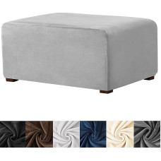 HFCNMY Osmanų dangtelis stačiakampis įtempimo aksomo Osmanų Slipcover stačiakampis Osmanų minkštas pėdų dangtelis šviesiai pilka didelis