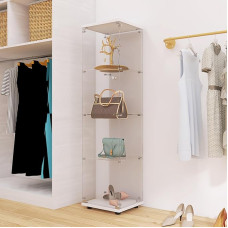 DULRLLY Baltos spalvos stiklinė vitrina 164 x 42 x 36 cm Stiklinė vitrina su užraktu, skirta knygoms, vynui, kolekcionuojamiems daiktams Šiuolaikinė stiklinė vitrina, skirta svetainei, miegamajam, prieškambariui