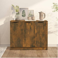TJROO Sideboard with Doors, 90.5 x 30 x 70 cm, Entrance Furniture, Multi-Purpose Cabinet, Storage Cabinet with Doors, Living Room Furniture, High Wood, Multilayer Oak, Smoke