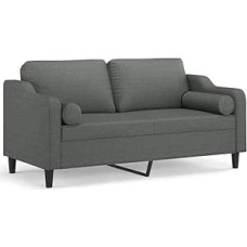 ULUYYUC Sofa Bed Sofas & Couches Sofa Bed Corner Sofa - 2-Seater Sofa with Decorative Cushions Dark Grey 140 cm Fabric for Garden Patio Lounge Party
