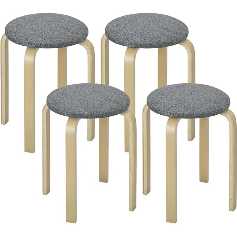 HOMCOM 4 valgomojo kėdžių rinkinys, sudedamosios kėdės, apvalios kėdės, virtuvės kėdės su lino išvaizda, minkštos valgomojo kėdės,