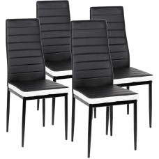 4 valgomojo kėdžių rinkinys, SGS patikrintos valgomojo kėdės, storos minkštos sėdynės, valgomojo kambario kėdės, modernios valgomojo kėdės, 4 dalys (juoda+balta)