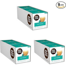 NESCAFÉ Dolce Gusto Flat White, 48 Coffee Capsules, Arabica and Robusta Beans, Creamy Milky Enjoyment, Coffee Creation, Coffee Shop Trend, Aroma Sealed Pack of 9 (3 x 16 Capsules)