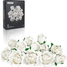 Millionspring -White Rose puokštės rinkinys Baltos dirbtinės rožės Dovanos jai Vestuvių metinės Išėjimo į pensiją Nauja pradžia Motinos diena Kalėdų Kalėdų namų apdaila