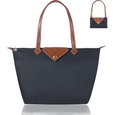 BOJLY Women's Large Handbag, Women's Shoulder Bags, Shopper Shoulder Bag, Waterproof Shoulder Bag, Foldable Handbag, Black for Leisure, Travel, Office, School, Shopping