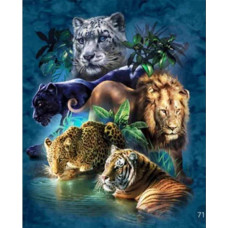King of The Jungle Lion Panther Spotted Leopard Black Tiger Diamond Painting Kit for Adults, 5D Full Drill DIY Arts & Crafts Bling Artwork Decor Gift Set with Crystal Rhinestone Gems 11.81x15.75 inch