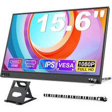 MAGICRAVEN nešiojamieji monitoriai 15,6 colių 1080 FHD nešiojamojo kompiuterio ekrano išplėtimo monitorius IPS ekranas, nešiojamojo kompiuterio monitorius su USB C/HDMI, antrasis mobilusis ekranas nešiojamajam kompiuteriui/PC/telefonui/PS45/X-Box